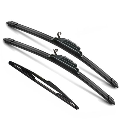 Picture of JustCar 3Pcs for Ford Edge Windshield Wiper Blades 2007-2014 Ford Edge, 2007-2015 Lincoln MKX, Original Equipment Automotive Replacement Windshield Wiper Blades - 26"/20"/14" (Set of 3) U/J HOOK