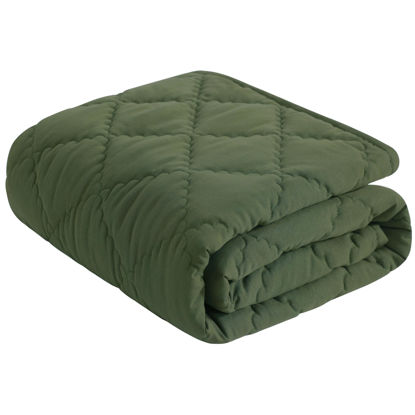 Picture of NTBAY Down Alternative Oversized Toddler Comforter, Super Soft and Warm Solid Color Baby Crib Quilted Blanket, 43x60 inches, Olive Green