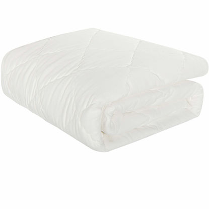 Picture of NTBAY Down Alternative Toddler Comforter, Lightweight and Warm Solid Color Baby Crib Quilted Blanket, 39x47 inches, White