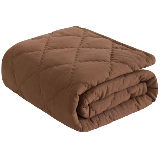 Picture of NTBAY Down Alternative Toddler Comforter, Lightweight and Warm Solid Color Baby Crib Quilted Blanket, 39x47 inches, Brown