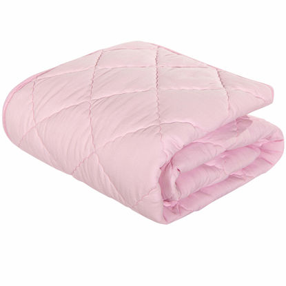 Picture of NTBAY Down Alternative Oversized Toddler Comforter, Super Soft and Warm Solid Color Baby Crib Quilted Blanket, 43x60 inches, Pink