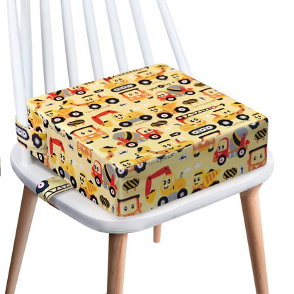 Picture of Toddler Booster Seat for Dining Table,4 Inches Washable Double Safer Straps Non-Slip Bottom Booster Seat Dining for Kids, Portable Travel High Density Sponge Detachable Increasing Cushion for Child