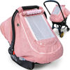 Picture of Waterproof Baby Car Seat Cover，YVMVDV Patented Pink Cold Weather Carseat Cover for Babies,Infant Car Seat Cover Canopy for Girls, Windproof Car Seat Canopy for Girls, Keeps Babies Warm and Cozy