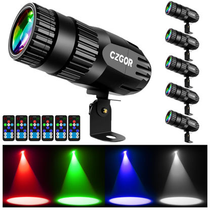Picture of Pinspot Light 6 Pack, Czgor Light for Disco Ball 15W RGBW 4 in 1 Mini Mirror Ball Light with Remote Control Super Bright LED Pin Light Disco Ball Spot Light for Parties DJ Disco Club Bar Wedding