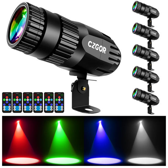 Picture of Pinspot Light 6 Pack, Czgor Light for Disco Ball 15W RGBW 4 in 1 Mini Mirror Ball Light with Remote Control Super Bright LED Pin Light Disco Ball Spot Light for Parties DJ Disco Club Bar Wedding