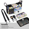 Picture of TOPDesign Universal Baby Stroller Organizer, Stroller Caddy with Detachable Mesh Bag & Heightened Insulated Cup Holders & Non-Slip Secure Hooks Accessories, Fits Most Strollers (Colorful)