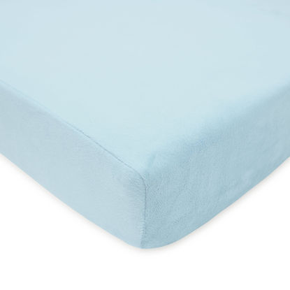 Picture of American Baby Company Heavenly Soft Chenille Fitted Crib Sheet 28" x 52", Warm and Cozy Neutral Chenille Sheet, Blue, for Boys and Girls, Fits Crib and Toddler Bed mattresses
