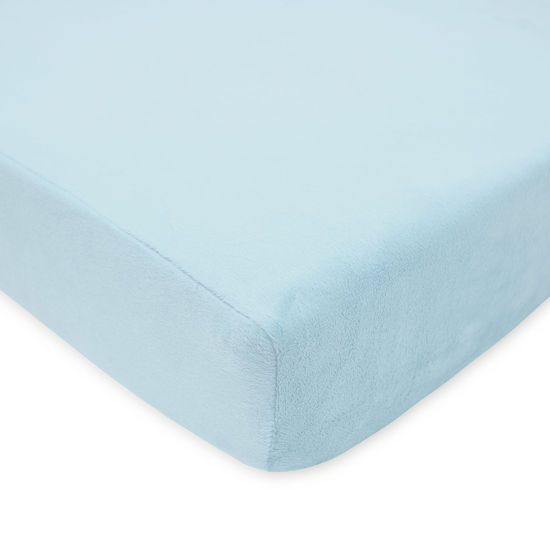 Picture of American Baby Company Heavenly Soft Chenille Fitted Crib Sheet 28" x 52", Warm and Cozy Neutral Chenille Sheet, Blue, for Boys and Girls, Fits Crib and Toddler Bed mattresses