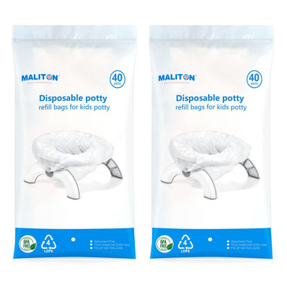 Picture of [80 Counts] Disposable OXO Potty Bags, Potty Liners for Portable Potty, Maliton Travel Potty Bags Fit for OXO Tot 2-in-1 Go Potty, Universal Travel Potty Refill Bags Fit Most Potty Chairs for Cleanup
