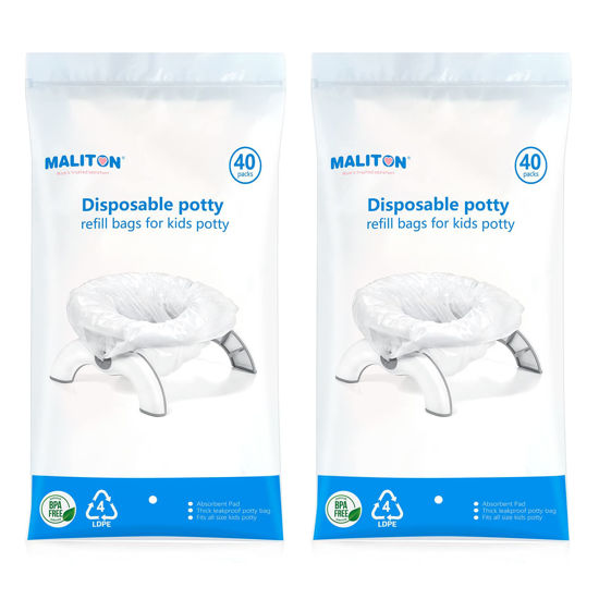 Picture of [80 Counts] Disposable OXO Potty Bags, Potty Liners for Portable Potty, Maliton Travel Potty Bags Fit for OXO Tot 2-in-1 Go Potty, Universal Travel Potty Refill Bags Fit Most Potty Chairs for Cleanup