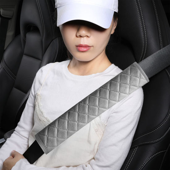 Picture of HighnessHwoo Extra Long Seatbelt Covers for Adults Kids Women & Men, Soft Car Seat Belt Strap Cushion for Sedan, SUV, Trucks, Shoulder Neck Chest Protector Pads, Auto Accessories, 2pcs, Gray, 10.5in