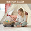 Picture of HiChen Dog Storage Bin, Baby Basket for Gifting, Wicker Storage Basket for Dog, Cute Basket with Handles, Small Woven Basket for Nursery 12"x 8" x 5" Black-Brown