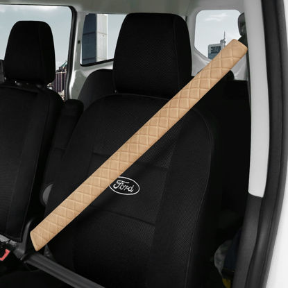 Picture of HighnessHwoo Extra Long Seatbelt Covers for Adults Kids Women & Men, Soft Car Seat Belt Strap Cushion for Sedan, SUV, Trucks, Shoulder Neck Chest Protector Pads, Auto Accessories, 1pc, Beige, 33.5in