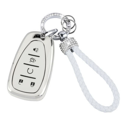 Picture of UHONSN for Chevrolet Key Fob Cover Chevy Keys Shells Keychains Full Covers Protector Soft TPU Key Case Girly 5 Buttons Compatible with Equinox Malibu Spark Cruze Traverse Blazer