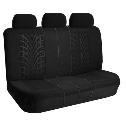 Picture of FH Group Car Seat Covers Rear Set Black Premium Cloth - Universal Fit, Split Bench Rear Seat, Washable, for SUV, Sedan