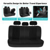 Picture of FH Group Car Seat Covers Rear Set Black Premium Cloth - Universal Fit, Split Bench Rear Seat, Washable, for SUV, Sedan