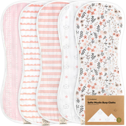 Picture of 5-Pack Muslin Burp Cloths for Baby Boys and Girls - Super Absorbent Baby Burp Cloth, Viscose Derived from Bamboo Cotton Baby Washcloths, Burp Rags, Large Neutral Burp Clothes for Newborn (Sweet Charm)