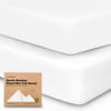 Picture of Pack and Play Sheets Fitted, 2-Pack Mini Crib Sheets - Pack N Play Sheets, Organic Fitted Crib Sheet for Pack and Play Mattress, Playard Baby Crib Sheets, Crib Sheets Neutral for Boys (Soft White)