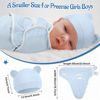 Picture of Buryeah 4 Pack Preemie Swaddle Blanket Wrap Set with Hat for Baby Boys Girls 3-7 Lbs Preemie Newborn Clothes Sleepers Cap (Blue,Safari)