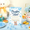 Picture of Thyle 51 Pcs Pacifier Hunt Baby Shower Games Include Pacifier Hunt Sign and 50 Acrylic Pacifiers for Baby Shower Game Decoration Gift Sets Gender Reveal Party Decor(Blue Bear)