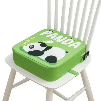 Picture of Eiury Toddler Booster Seat for Dining Table, Portable Kids Booster Seat with Safety Buckles Portable Increasing Booster Cushion with Non-Slip Bottom (Green Panda)