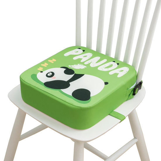 Picture of Eiury Toddler Booster Seat for Dining Table, Portable Kids Booster Seat with Safety Buckles Portable Increasing Booster Cushion with Non-Slip Bottom (Green Panda)