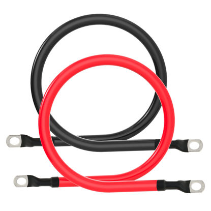 Picture of 4 AWG Battery Cable 4AWG Gauge Pure Copper Battery Inverter Cables with 3/8 in Lugs Both Ends Power Inverter Wire Set for Automotive Solar Marine Boat RV Car Motorcycle Red and Black (2FT)