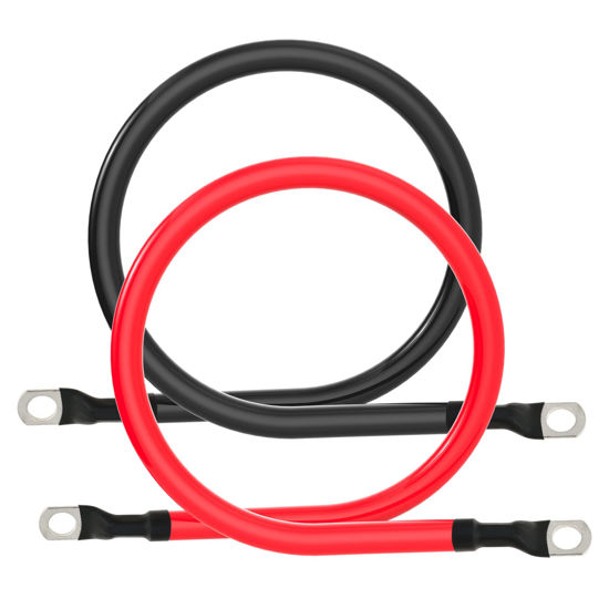 Picture of 4 AWG Battery Cable 4AWG Gauge Pure Copper Battery Inverter Cables with 3/8 in Lugs Both Ends Power Inverter Wire Set for Automotive Solar Marine Boat RV Car Motorcycle Red and Black (2FT)