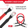 Picture of 4 AWG Battery Cable 4AWG Gauge Pure Copper Battery Inverter Cables with 3/8 in Lugs Both Ends Power Inverter Wire Set for Automotive Solar Marine Boat RV Car Motorcycle Red and Black (2FT)
