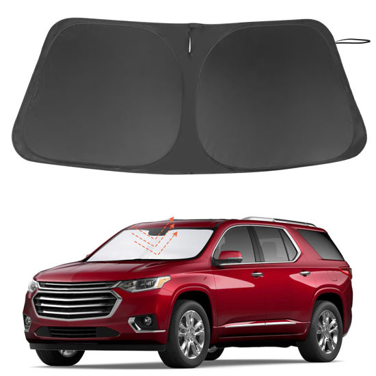 Picture of Windshield Sun Shade Custom Fit for 2018-2023 Chevrolet/Chevy Traverse Accessories Foldable Sunshade Sun Blocker Protect Car from Sun Rays & Heat Damage Keep Car Cooler