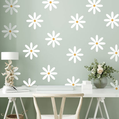 Picture of 12 Sheets Daisy Wall Decals Flower Wall Stickers Large Daisy Wall Stickers Daisy Decals for Wall Peel and Stick for Nursery Kids Girls Bedroom Living Room Wall Decor(Fresh Style)