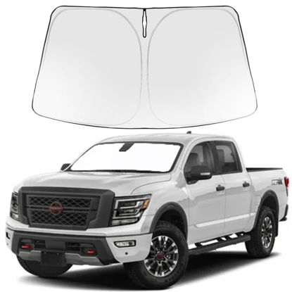 Picture of Proadsy 2024 Upgrade Windshield Sun Shade Custom Fit 2020-2023 2024 Nissan Titan Foldable Front Sunshade Protector Sun Visor Blocks UV Rays Keep Car Cooler