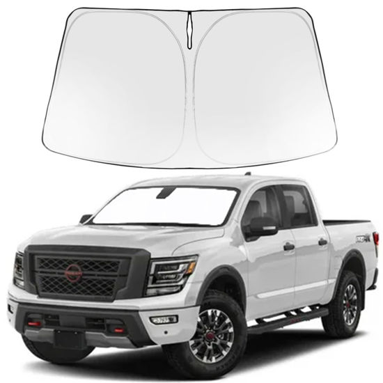 Picture of Proadsy 2024 Upgrade Windshield Sun Shade Custom Fit 2020-2023 2024 Nissan Titan Foldable Front Sunshade Protector Sun Visor Blocks UV Rays Keep Car Cooler