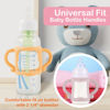 Picture of (3-Pack) Bottle Handles for Dr Brown Baby Bottles with Easy Grip Handles to Hold Their Own Bottle - BPA-Free Soft Silicone (White Pink Orange)