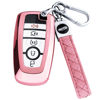 Picture of XIYANG TRADE for Ford Key Fob Cover with Keychain,Key Fob Cover Case Shell for Ford Explorer Fusion Escape Edge Expedition F150 F250 F350 F450 F550 Maverick Mustang 3/4/5 Buttons Smart Key (Pink)
