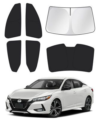 Picture of Canvcle Sunshade for 2020-2024 2025 Nissan Sentra Windshield Sun Shade Side Rear Window Shade Cover Sun Visor Shield Privacy Protection Keep Vehicle Cool Black 6PCS