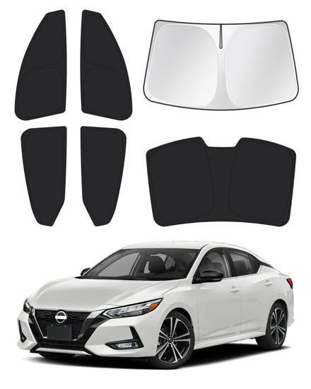 Picture of Canvcle Sunshade for 2020-2024 2025 Nissan Sentra Windshield Sun Shade Side Rear Window Shade Cover Sun Visor Shield Privacy Protection Keep Vehicle Cool Black 6PCS