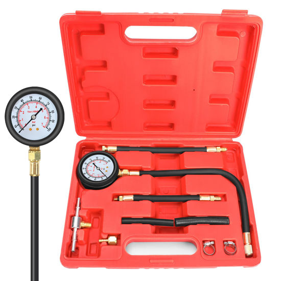 Picture of BETOOLL Fuel Pressure Test Kit - Fuel Pressure Gauge - 0-100PSI Fuel Injection Pump Pressure Tester Gauge Kit for Car, Motorcycle, Truck, RV, SUV, ATV