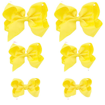 Picture of Yellow Bows for Girls,6PCS Hand-made Grosgrain Ribbon Hair Bows Alligator Clips Hair Accessories for Little Teen Toddler Girls Kids (Yellow)