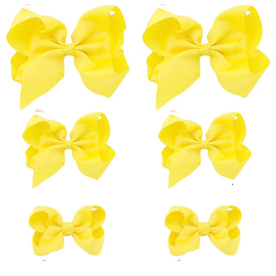 Picture of Yellow Bows for Girls,6PCS Hand-made Grosgrain Ribbon Hair Bows Alligator Clips Hair Accessories for Little Teen Toddler Girls Kids (Yellow)
