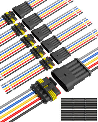 Picture of NAOEVO 5 Pin Connector Waterproof，16 AWG 5 Wire Connectors, Automotive Electrical Connectors Male And Female Way With Heat Shrink Tubing For Car Truck Boat Wire Connection, 6 Kits