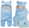 Picture of BlueMello Baby Swaddle Blanket | Ultra-Soft Plush Essential for Infants 0-6 Months | Receiving Swaddling Wrap Blue | Ideal Newborn Registry and Toddler Boy Accessories | Perfect Baby Girl Shower Gift