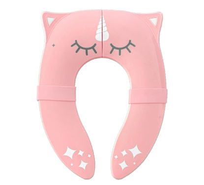 Picture of Hippypotamus Travel Potty Seat for Toddler - Folding Potty Training Seat - Portable Toilet Seat Cover for Baby & Kids (PINK Unicorn)