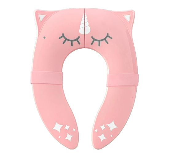 Picture of Hippypotamus Travel Potty Seat for Toddler - Folding Potty Training Seat - Portable Toilet Seat Cover for Baby & Kids (PINK Unicorn)