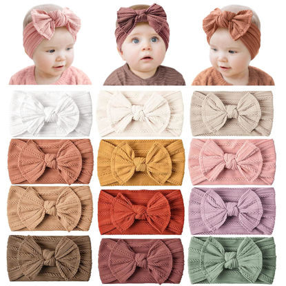 Picture of Prohouse 12 Pack Baby Nylon Headbands Hairbands Hair Bow Elastics Handmade Hair Accessories for Baby Girls Newborn Infant Toddlers Kids(Pink)