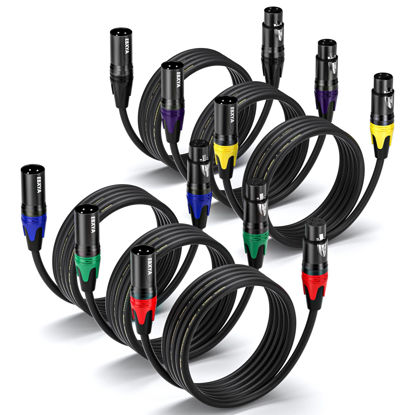 Picture of EBXYA XLR Cables, 3 Feet 6-Pack XLR Male to Female Microphone Cable, 3-Pin Balanced XLR Speaker Cable, Multi-Colored Mic Cord for Mic Mixer, Speaker Systems, Radio Station, Podcast