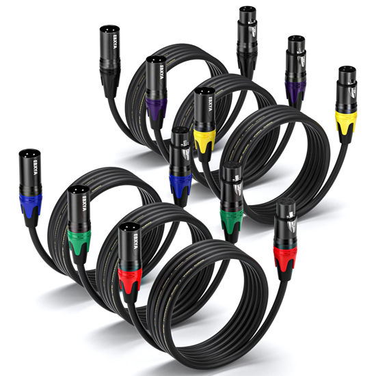 Picture of EBXYA XLR Cables, 3 Feet 6-Pack XLR Male to Female Microphone Cable, 3-Pin Balanced XLR Speaker Cable, Multi-Colored Mic Cord for Mic Mixer, Speaker Systems, Radio Station, Podcast
