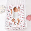 Picture of PHF 3 Pack Soft Mini Crib Sheets, Rose Floral Silky Pack N Play Sheets for Baby Boys Girls, Universal Fit for Pack N Play, Playard, Portable and Mini Crib Mattresses, Pink Floral