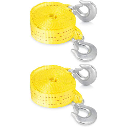 Picture of NEIKO 51005A Heavy-Duty Tow Strap with Hooks 2 Pack, 2 Inches by 20 Feet, Woven Polyester Webbing, and 10,000-Pound Capacity, HD Truck Recovery Strap and ATV Tow Strap, Tow Rope for Vehicles