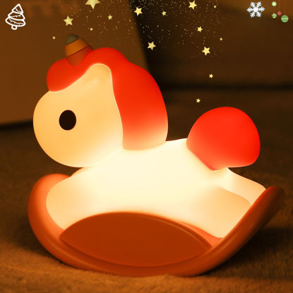 Picture of ZKLiLi Unicorn Night Light for Kids, Cute Unicorns Silicone Dimmable and Timeable NightLight for Room Decor,Tap Control Rechargeable Lamp, Baby Toddler Nursery Girls Birthday Gifts（Pink）